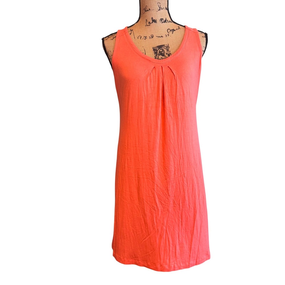 Soma Women Sleeveless Pleated Front Lounge Tank Shift Dress Coral Pink Size XS